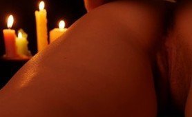 Growing Passion in the Candlelight. Oil Massage and Ton of Sperm — Violet Candle